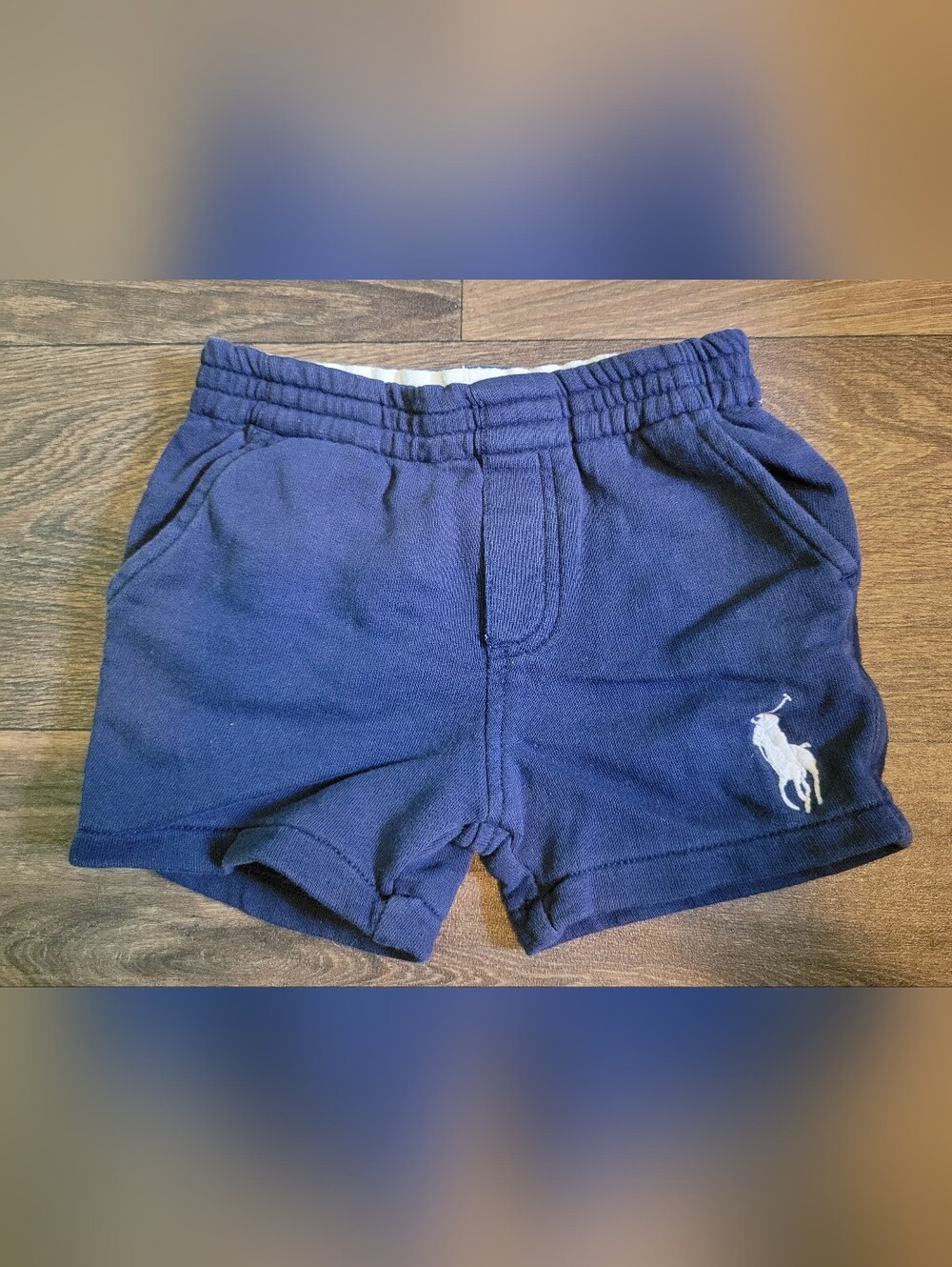Ralph Lauren Boys Navy Knit Elastic-Waist Shorts Logo Stretchy 18mth 12-18mth